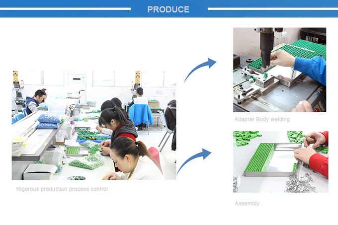 Fiber Optic Adapter SC APC Polish Type Couple Simplex 9 / 125μm With Full Flange Green Color