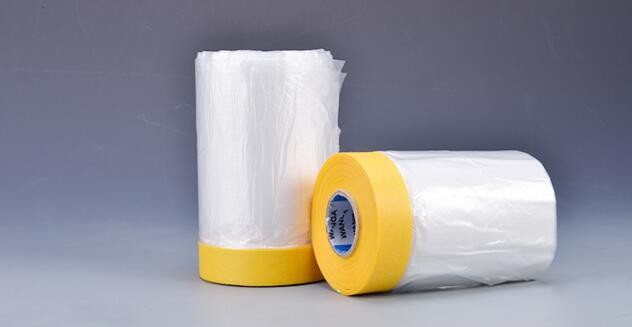 Pre-tapd paint masking film HDPE,Car paint repair masking film with tape, Hot sell masking film with adhesive tape, PAC