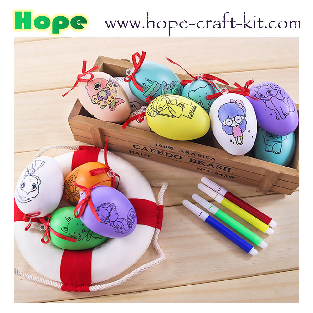 Assorted colors Plastic Easter eggs Gachapon Eggs surprise eggs Gacha Ball With 4 Colours Water Color Pen for kids DIY