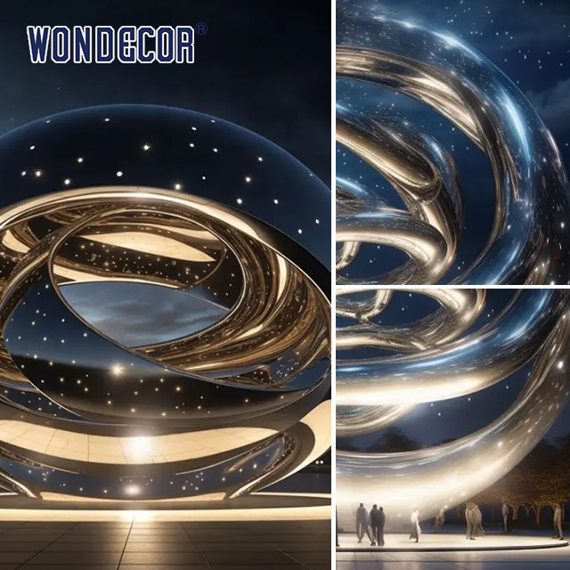 Metal Art Twisted Star Ring Stainless Steel Outdoor Sculpture
