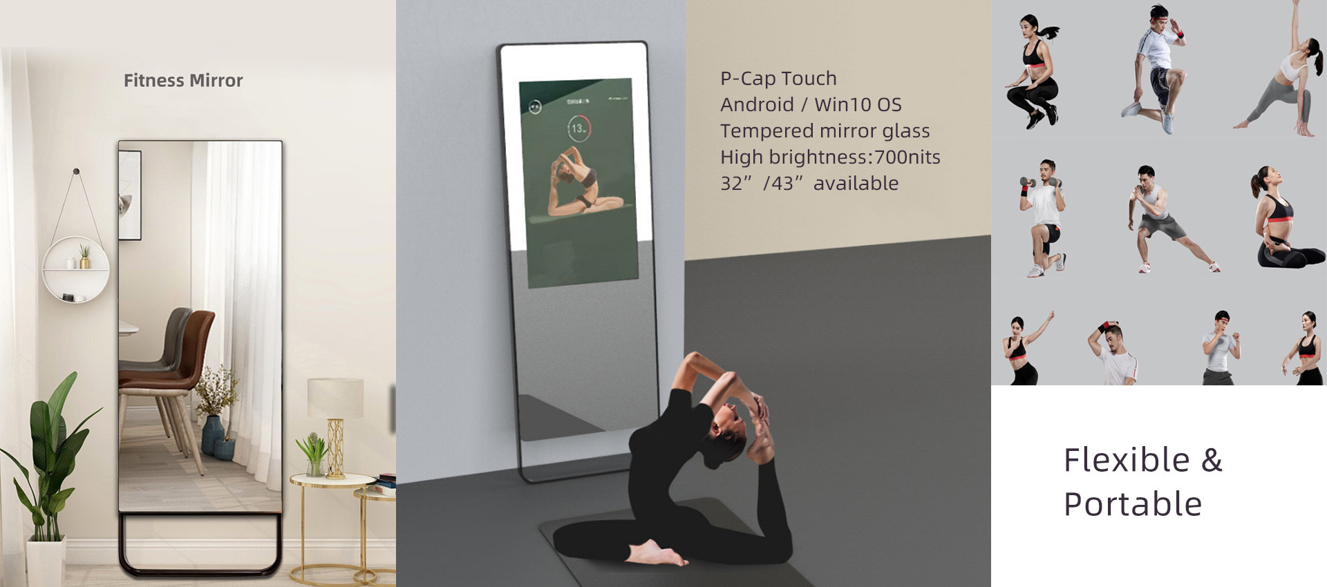 Personalized Virtual Trainer Magic Fitness Mirror 32inch HD LCD Magic Workout Mirror Customized