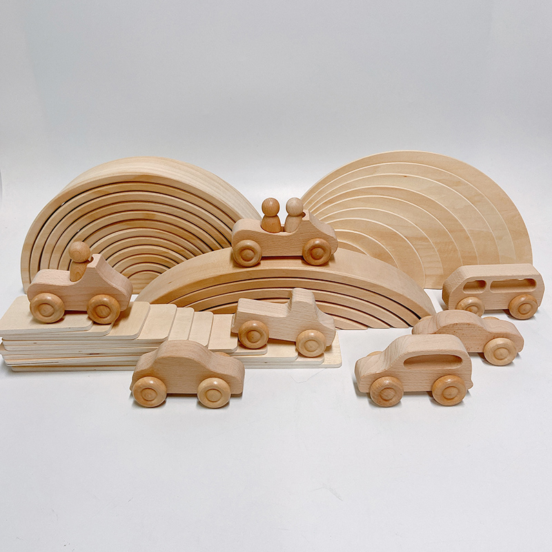 Rainbow 35.5cm Coloured Wooden Building Blocks Large Baby
