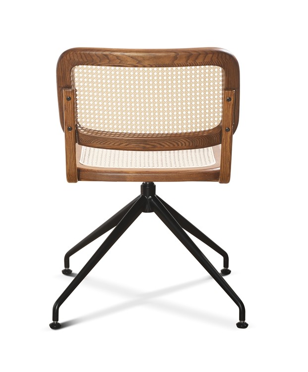 80cm Rattan Study Home Office Desk Chair 46 X 47 X 75 Cm Walnut Color