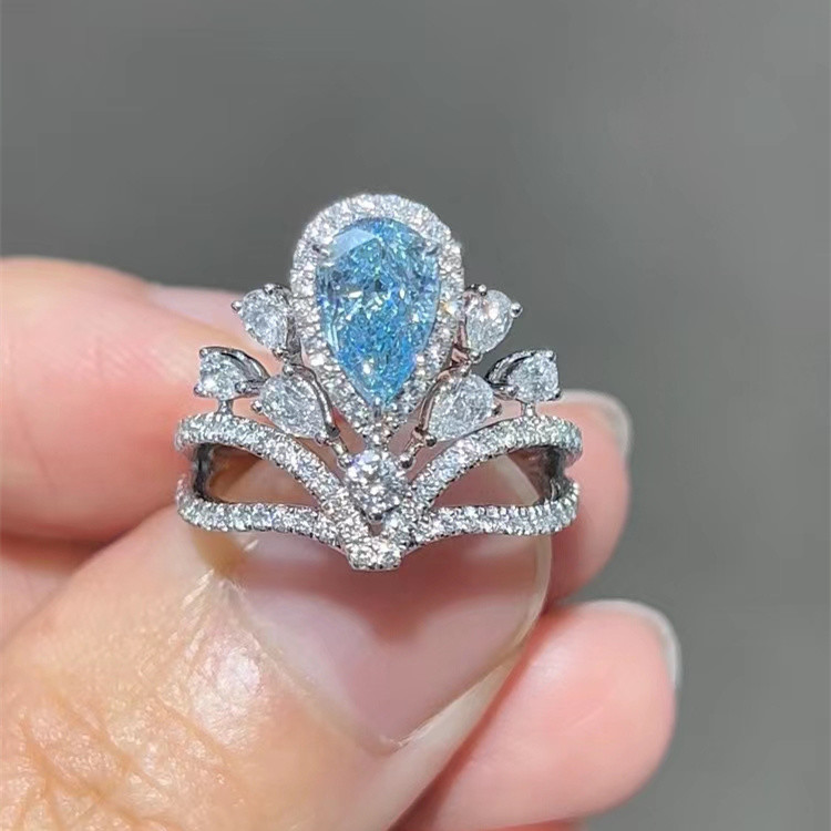 Pear Shaped CVD Lab Grown Blue Diamond 1.6ct VVS2 Without IGI With Multisize