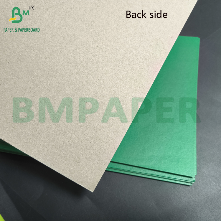 Glossy Laminated Green Paperboard Grey Back 1.2mm 1.4mm For Folders