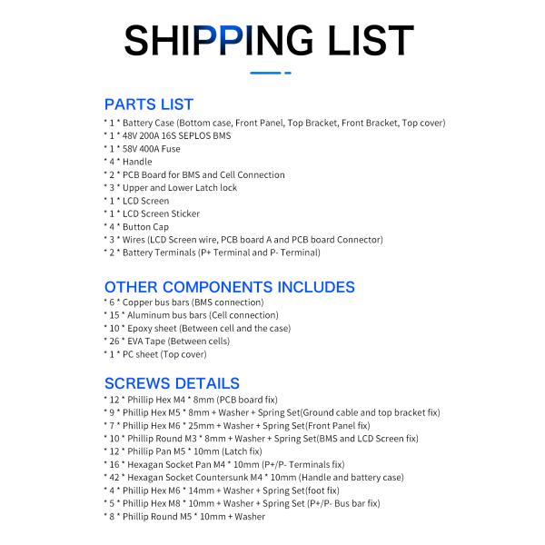 LiFePO4 Battery EU Free Shipping Seplos 3.0 BMS 48V 280Ah DIY Kit 2A Active Balancer 15KWH Pack for 280-310Ah Cells