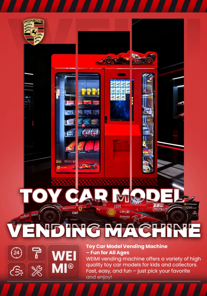 Fashion Toy Car Model Vending Machine with Transparent Cabinet and Costomized Stickers