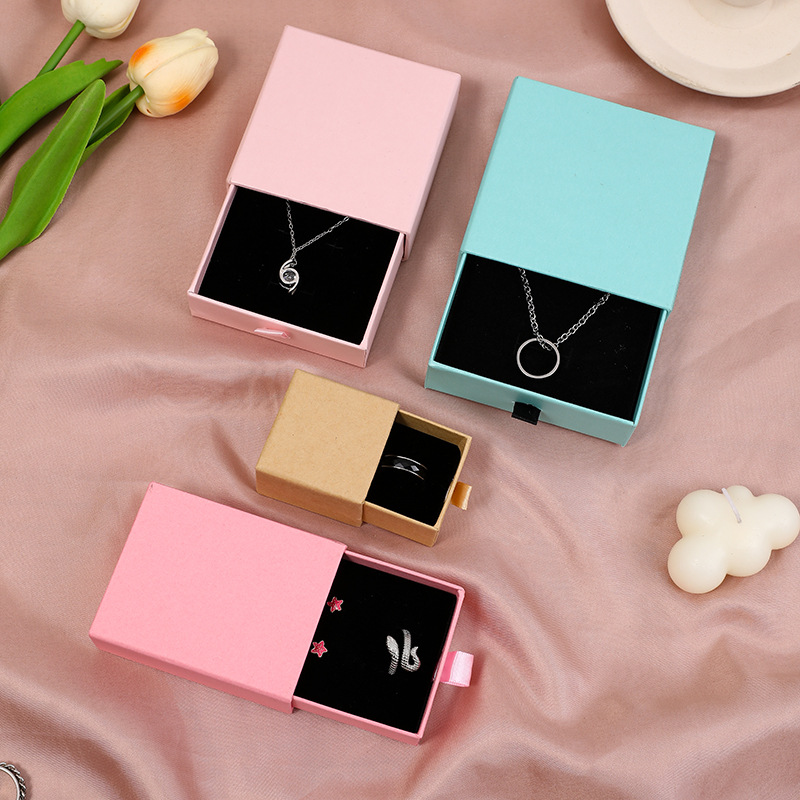 Custom Logo Cardboard Drawer Jewelry Packaging Box For Necklace Earring Bracelet Ring Jewelry Box
