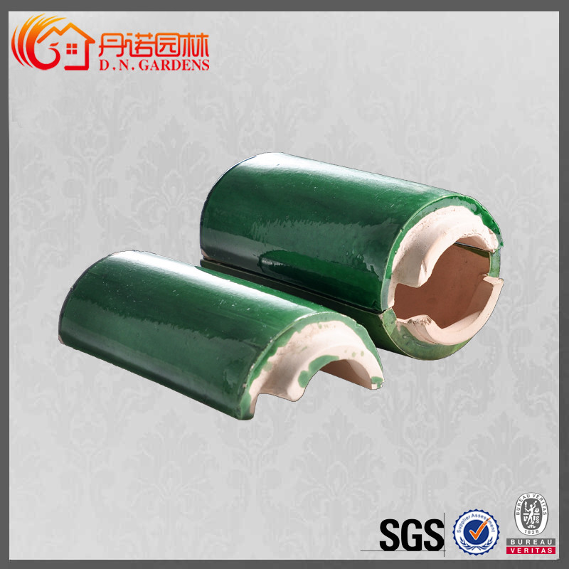 Plain Chinese Ceramic Roof Tiles Green Glazed Handmade Clay Roof Tiles