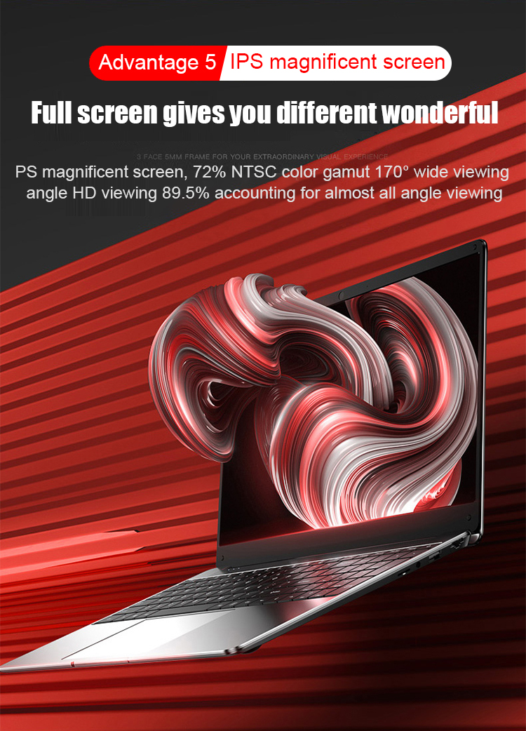 15.6inch Ultra Thin Laptop Computer 16G RAM 512GB SSD 1920x1080 Resolution