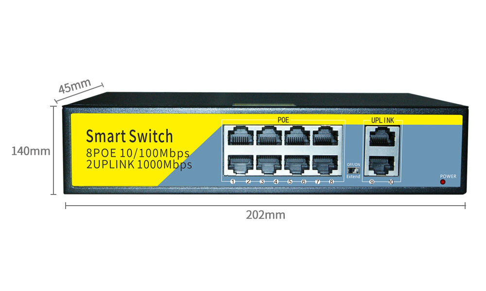 10/100M 8ports POE+2x1000M UPlink IEEE802.3af/at POE Etherent switch for IP Camera/phone Network switch