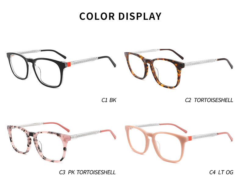 Vintage Metal Core Acetate Frame Glasses Unisex Clear Len Optical Eyewear