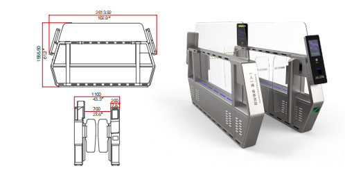 High Security Immigation / Airport Turnstile With Servo Motor Silver Color