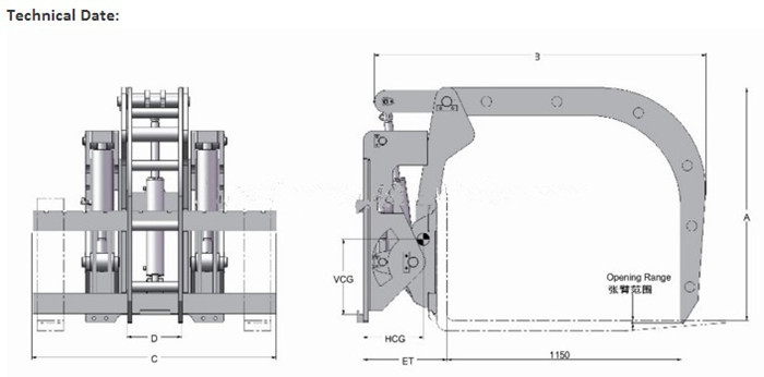 Reliable Steel Pipe Clamp , Forklift Truck Lifting Attachments For Handling Cylindrical