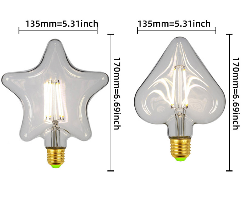 S135 E27 Five-pointed Star LED Retro Edison Bulbs 220V 2W 4W Led Filament Bulb