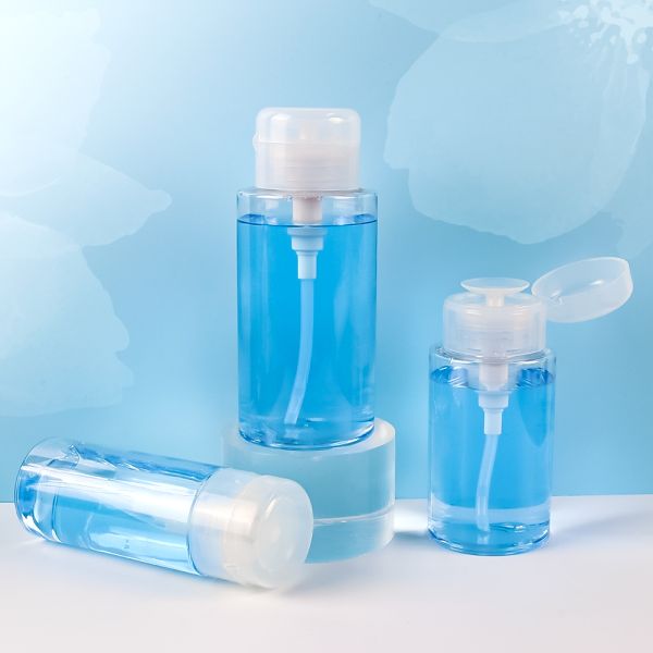 Transparent Leak Proof Makeup Remover Bottle with Flip Cover and Pump Dispenser for Easy Portability
