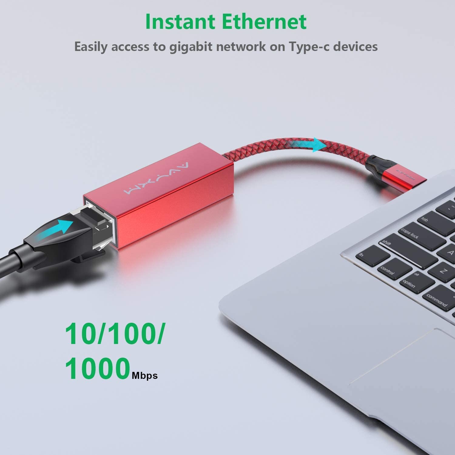100M USB C Ethernet Adapter Type C To RJ45 802.11n 5G Compatible With MacBook Pro 2019