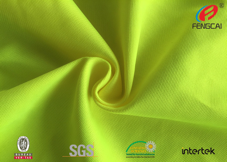 Breathable 75D Hi Vis Fluorescent Material Fabric Yellow Coated FR Anti Static