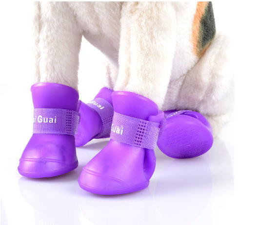 Pet supplies silicone rain boots, non-slip pet shoes, candy color fashion cute dog shoes，red,yellow,pink,black;