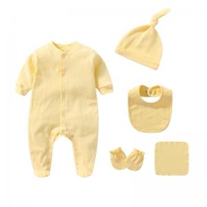China wholesale new born Infant baby baby clothes 5pcs romper pants bib sock Newborn Baby Outfit Gift Set on sale