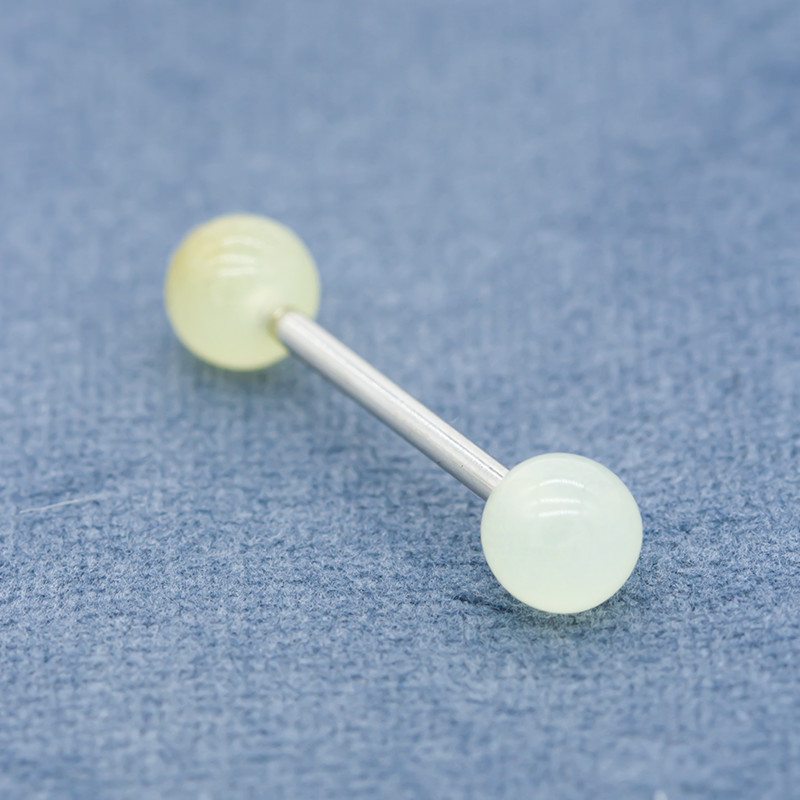 Clear Crystal Gem Stainless Steel Tongue Bar Jewellery 14G 1.6mm