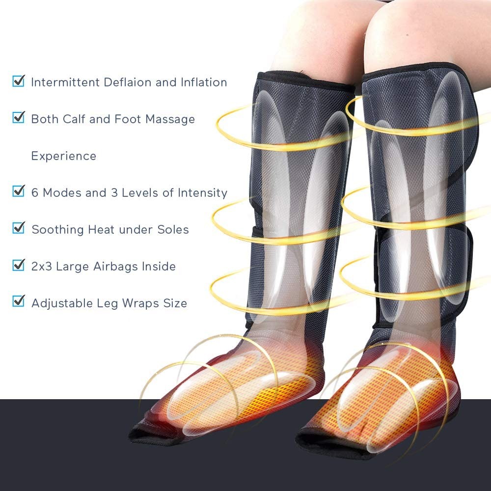 Heat 21W Air Pressure Foot And Leg Compression Massager For Circulation