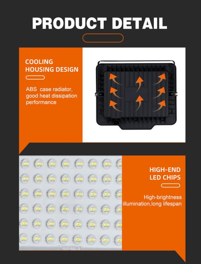 100 Watt Outdoor Solar Powered Flood Light Heat Dissipation Shell  170lm/w 1