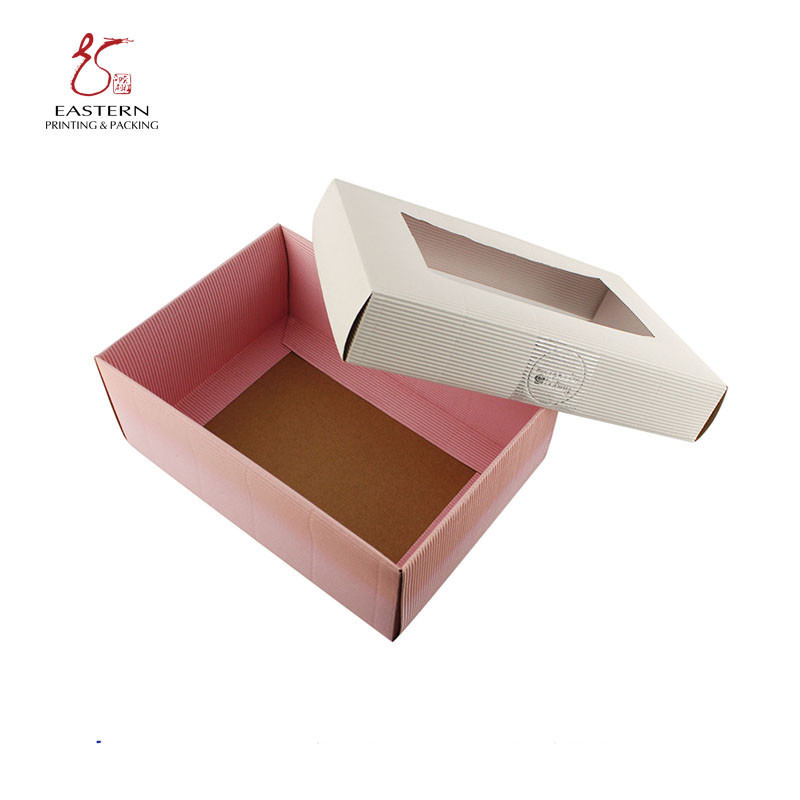 Colorful Corrugated Baby Shoes Gift Box With Lid And Clear Window