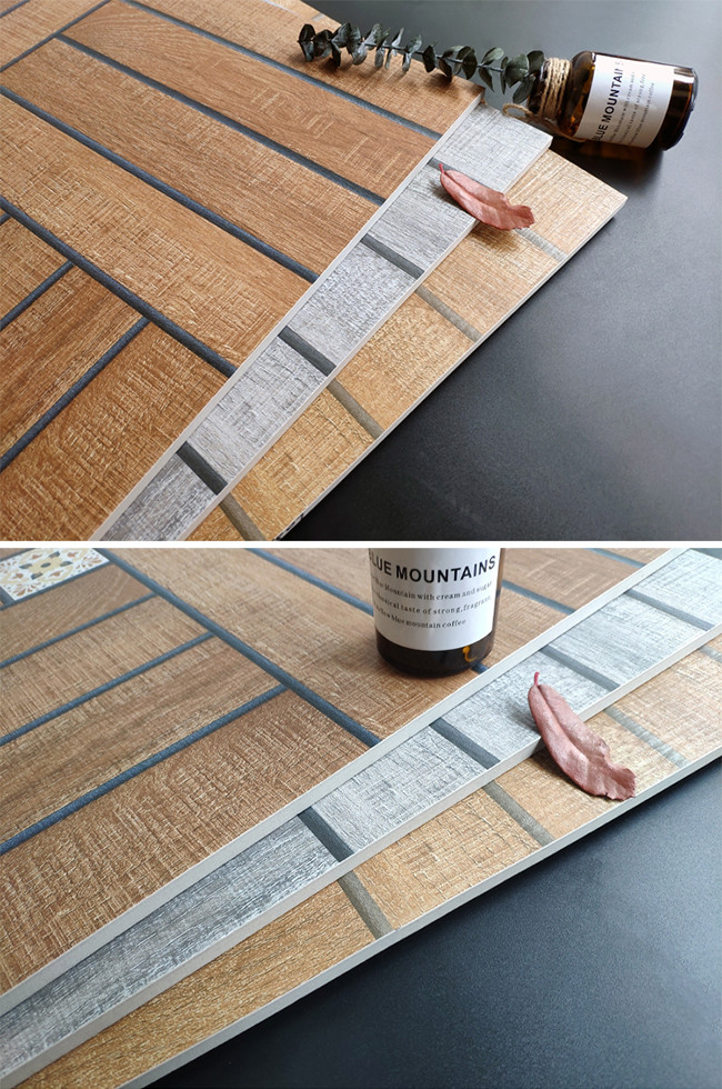 Outdoor Non Slip Wood Grain Porcelain Rustic Tiles For Patio Garden Yard Terrace Balcony