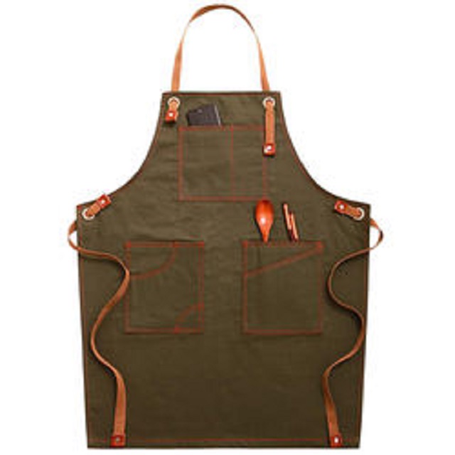 Amazon Hot Sale Custom Durable Washed Chef Long Bib Apron With Pockets