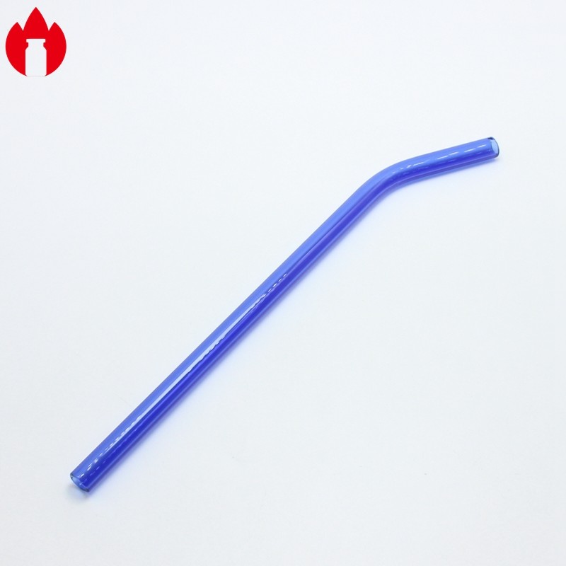 8*200mm Blue Color Borosilicate Glass Straw For Drinking