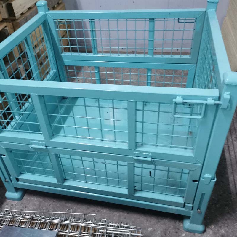 Industrial Warehouse Grid Metal Pallet Box With Foldable And Multiple Colors