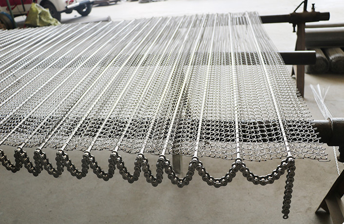 Chain 304 Ss Wire Mesh Conveyor Belt Width 800mm