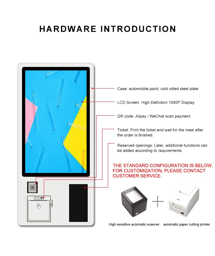 Wall Mounted Stand Self Service Order And Payment Terminal Self Ordering Kiosk