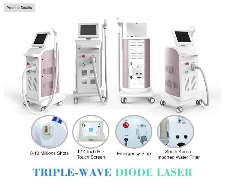 755nm 808nm 1064nm diode laser body hair removal machine 1200W