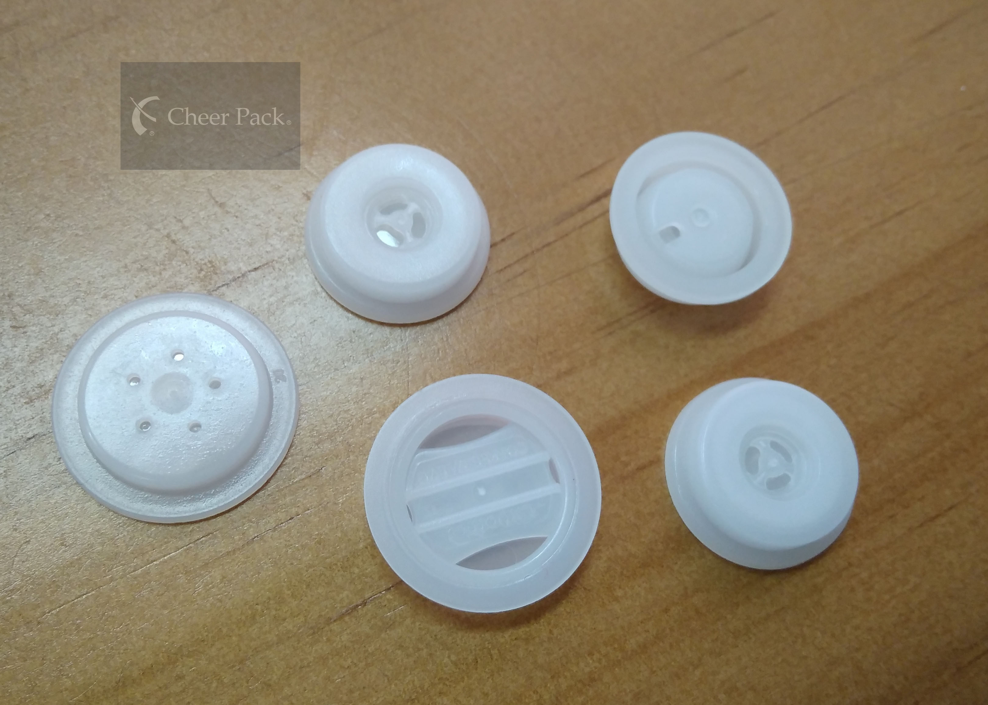 White One Way Air Valve Plastic 23mm Dia For Coffee Packaging , Five Holes