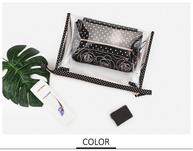 Custom Two Compartment PVC Cosmetic Organizer Bag Transparent