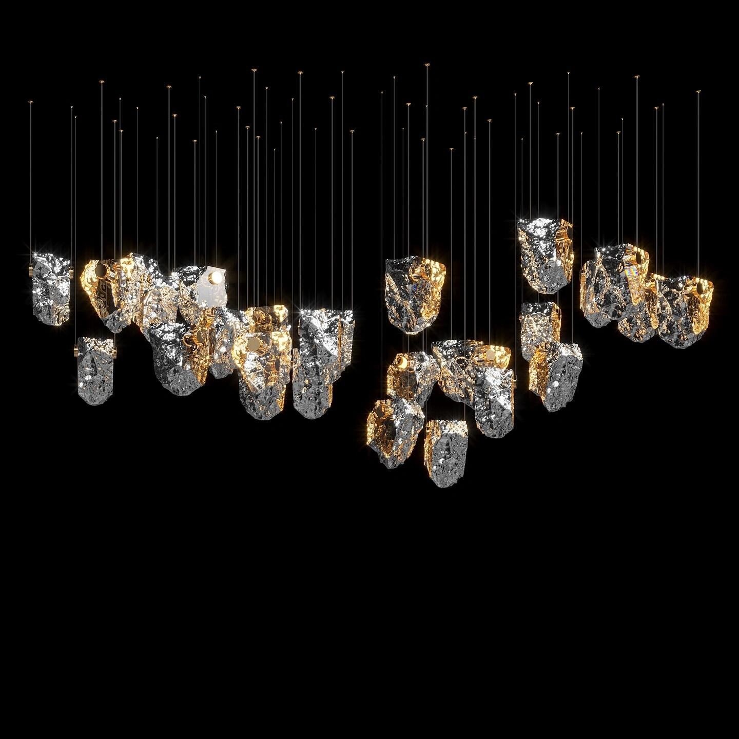 Crystal Volcanic Rocks Large Chandelier Commercial Space Hall Residential Villa