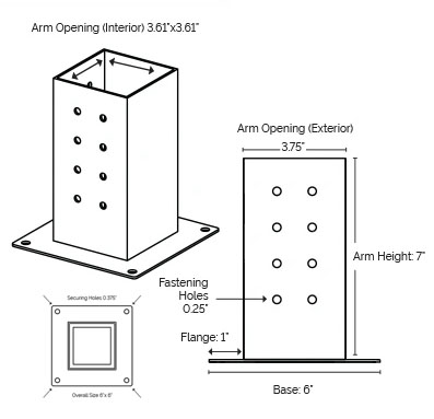 Eco Friendly Design Solution Pergola Post Support and Corner Brackets for 6 x 6 Lumber