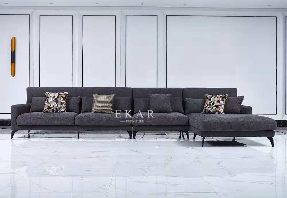 Leather and Fabric 6 Seater Modern Living Room Sofa Set AW-ES17-1733