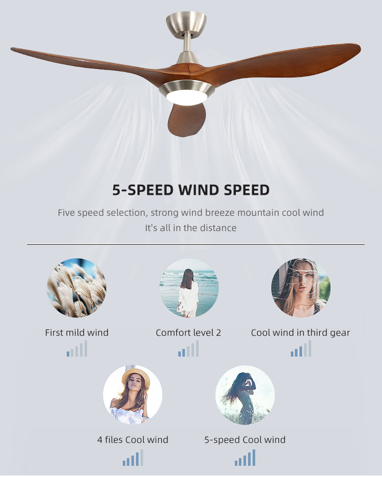 Popular 52 Inch 90lm/W ABS Blade Ceiling Fan With Light 50000hours
