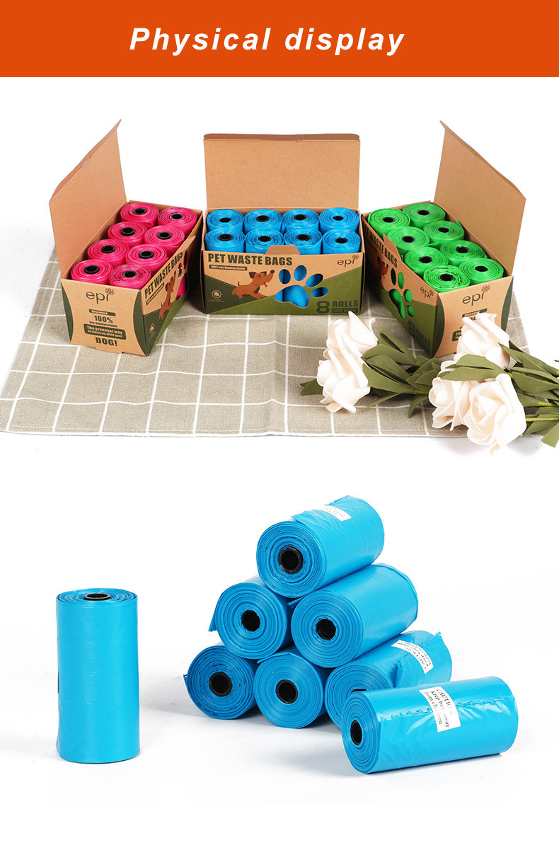 Biodegradable 20um Disposable Dog Poop Bags Environmentally Friendly