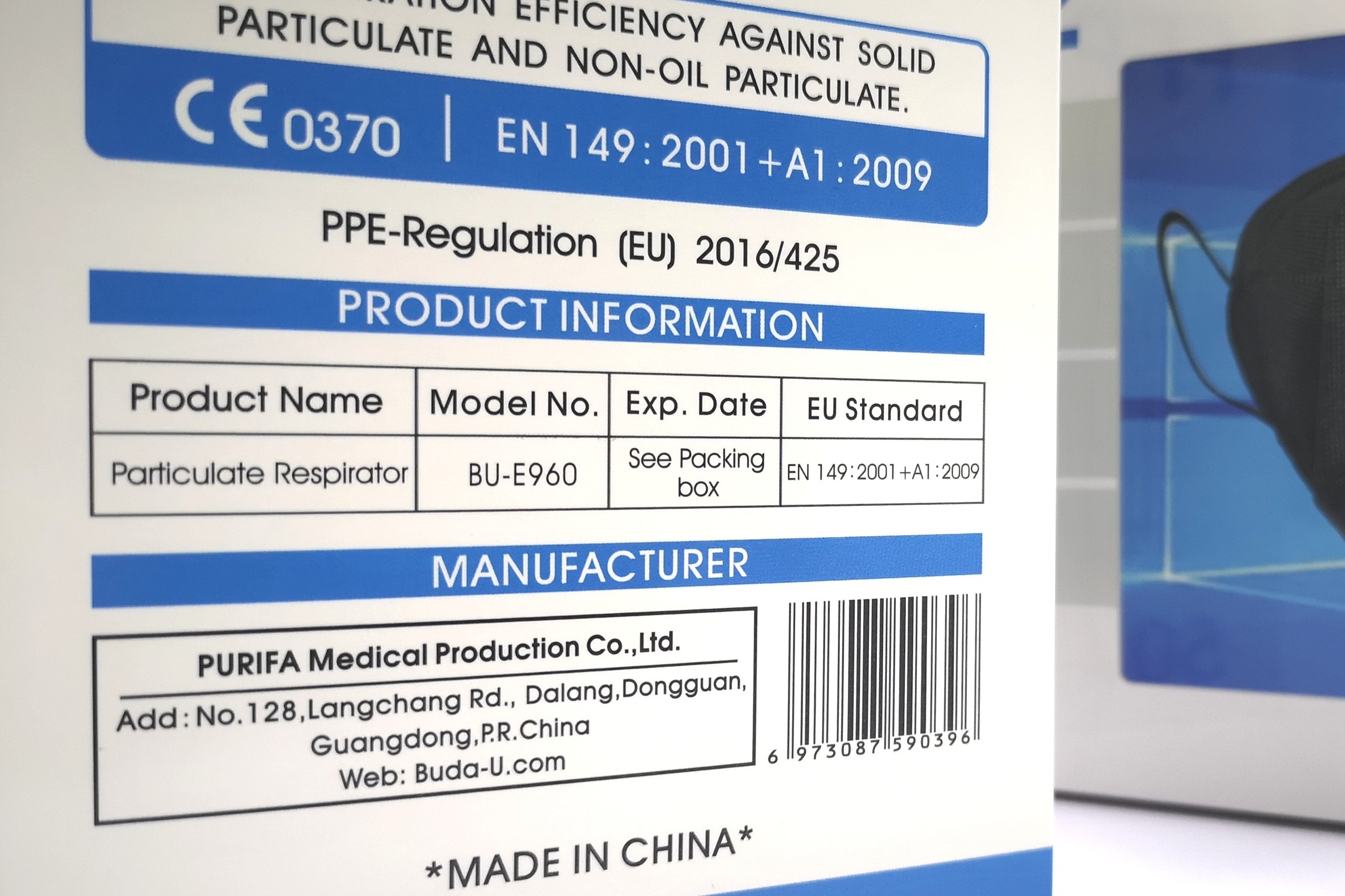 CE Mark Printing CE Respirator Mask FFP2 , FFP2 Protective Face Mask With CE 0370 , In China Export White List