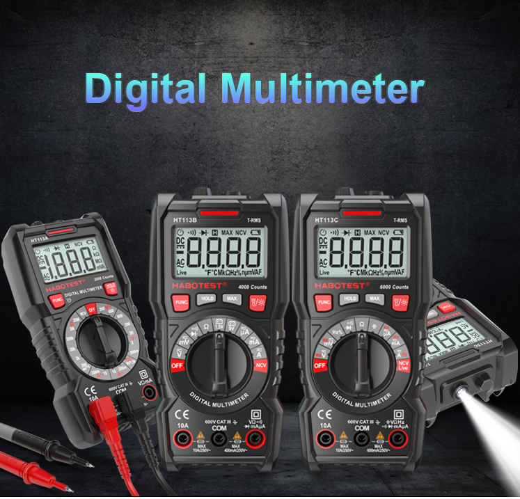 HT113C Capacitance Test Multimeter , NCV Live Wire TRMS 6000 Count Multimeter