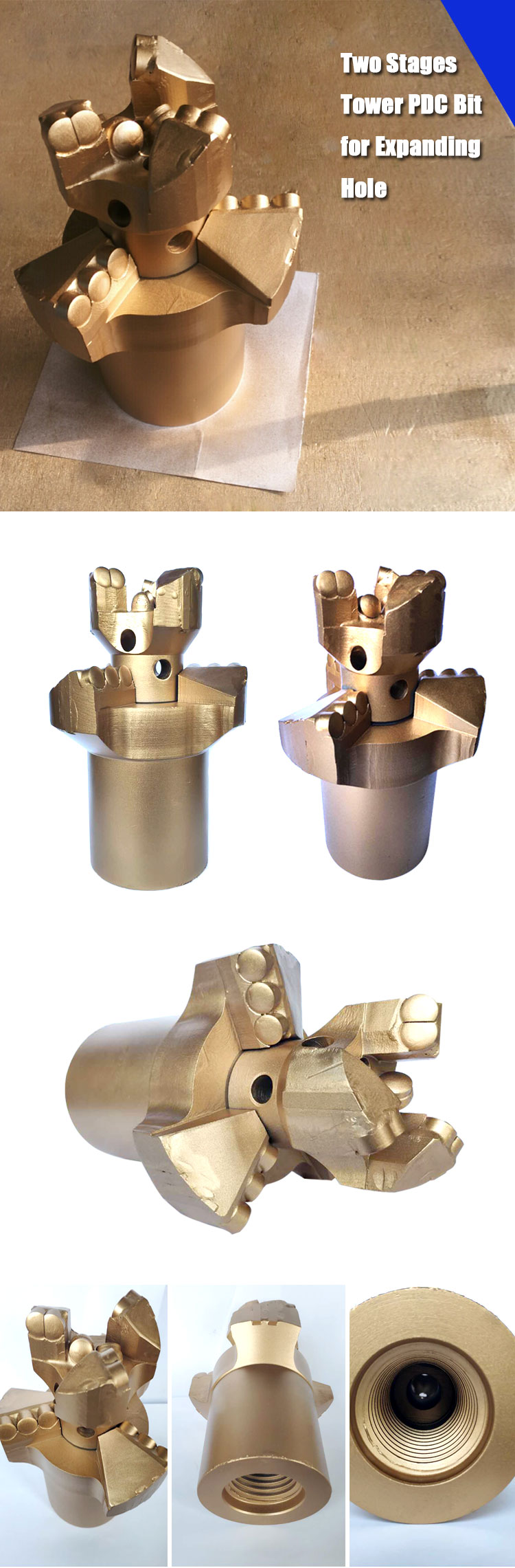 Customizable SizeDiamond Core Bits Two Stages Tower PDC Reamer Drill Bit For Expanding Hole