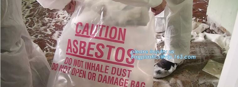 PE packing bag for Asbestos fibers, large size thicker LDPE asbestos remove bags, Large Asbestos Waste Removal Bags, pac