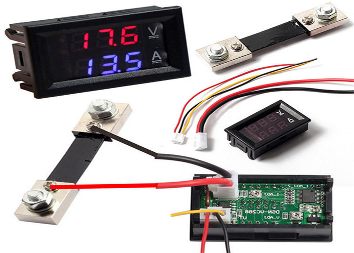 DC 0 - 100V / 50A Ampere Meter Digital Red Blue Dual Color For Current Voltage Measurement