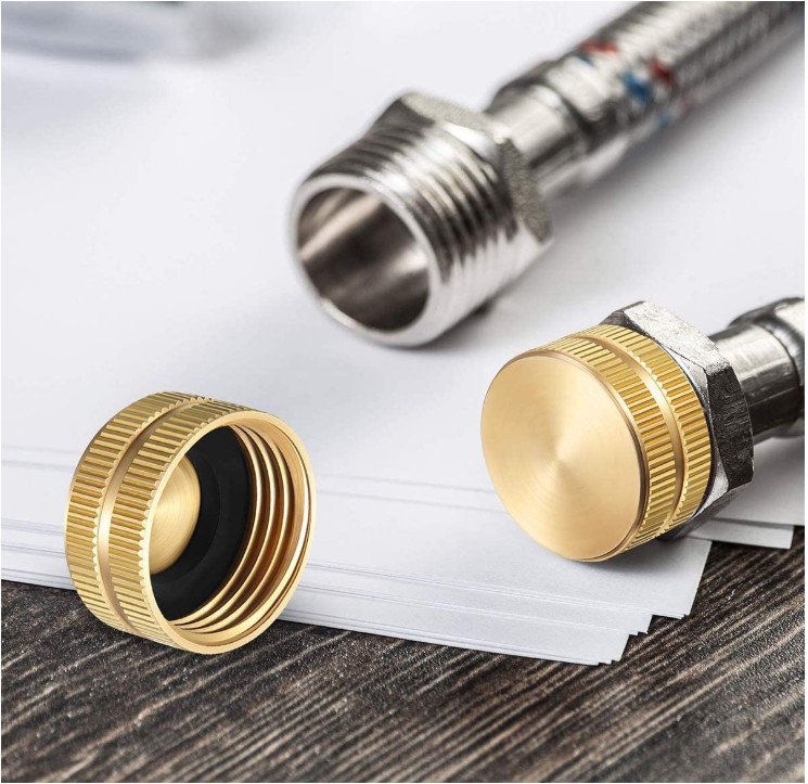 Yellow ANSI Female Hose Cap , 3/4in Brass Pipe Cap For Garden