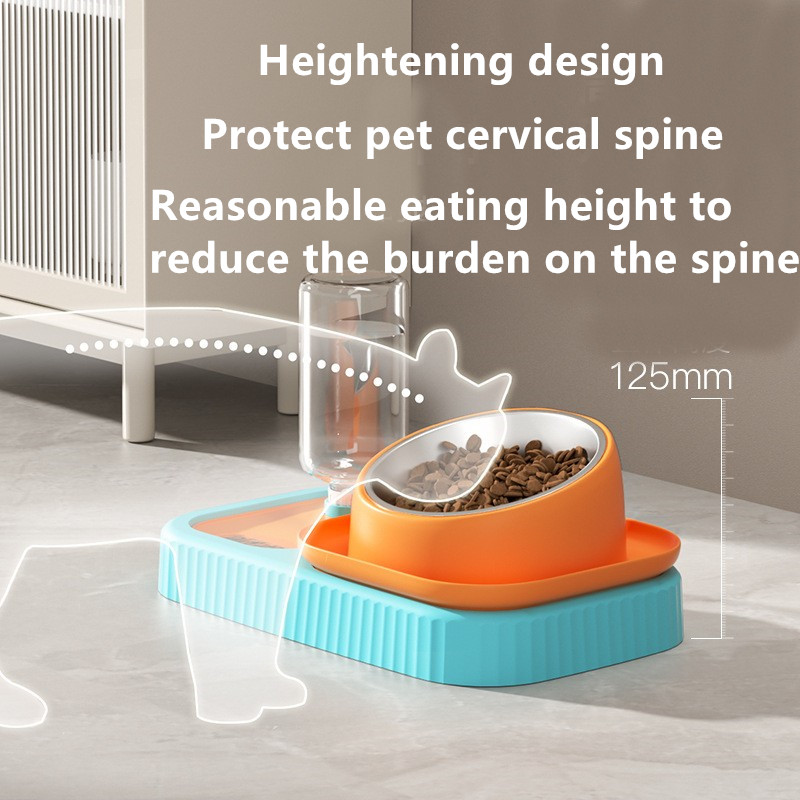 Pet Double Automatic Feeder Bowl With Lifting Water Dispenser 1.8kg