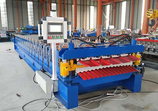 Trapezoidal Steel Profile Roll Forming Machine , Corrugation Roofing Sheet Making Machine